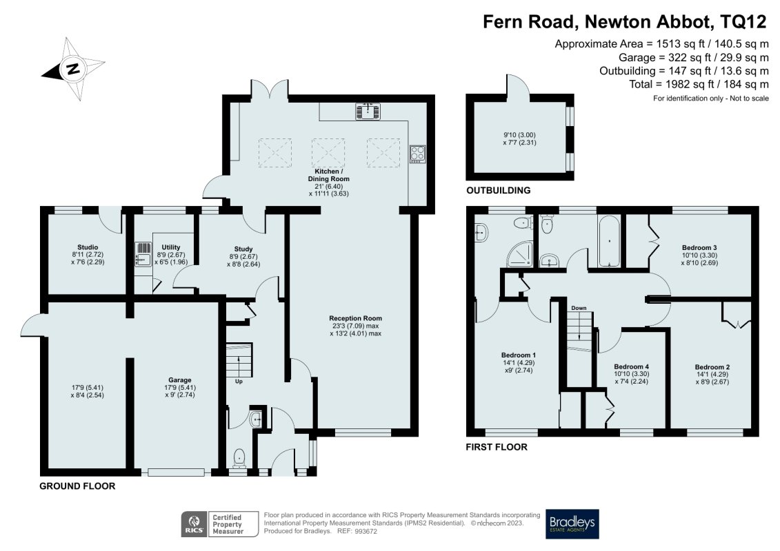 4 bedroom property for sale in Fern Road, Newton Abbot, Devon, TQ12 £