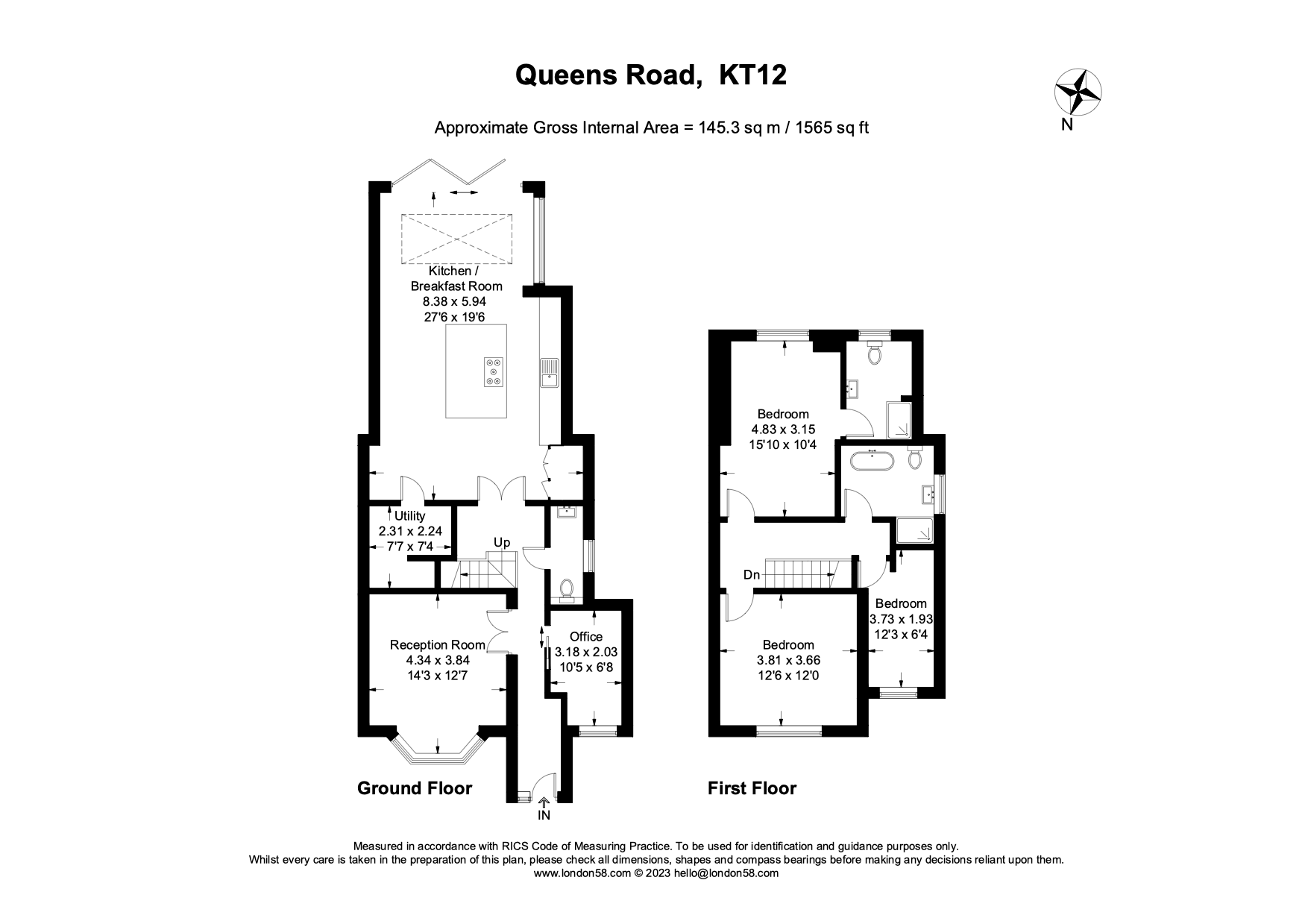 3 bedroom property for sale in Queens Road, Hersham, WaltononThames