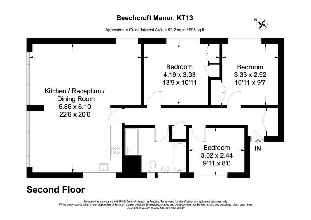 3 bedroom property for sale in Beechcroft Manor, Weybridge, Surrey