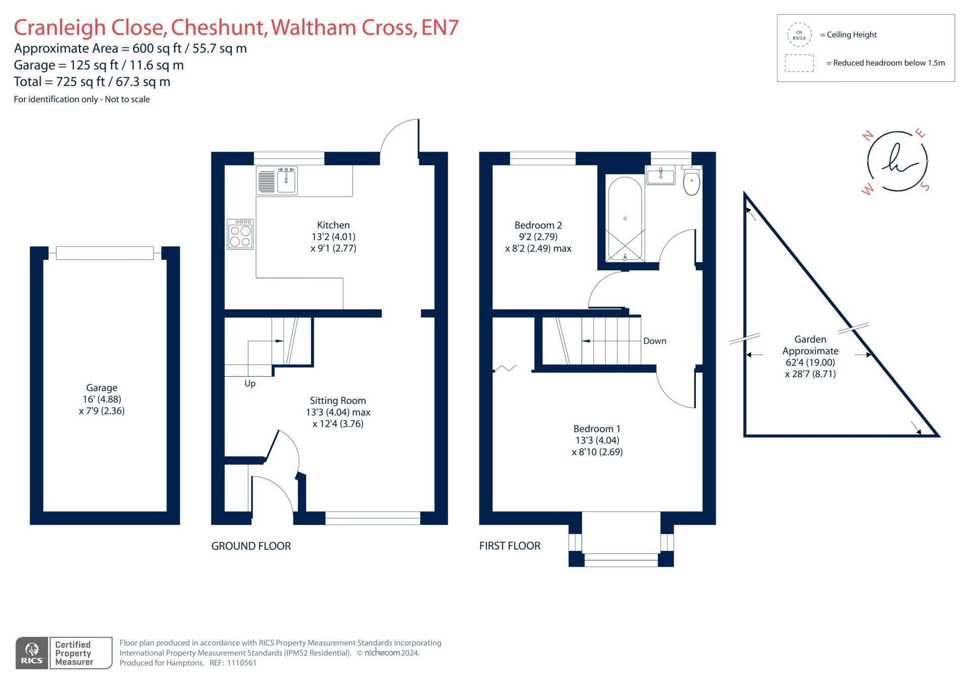 2 bedroom property for sale in Cranleigh Close, Cheshunt, EN7 Offers