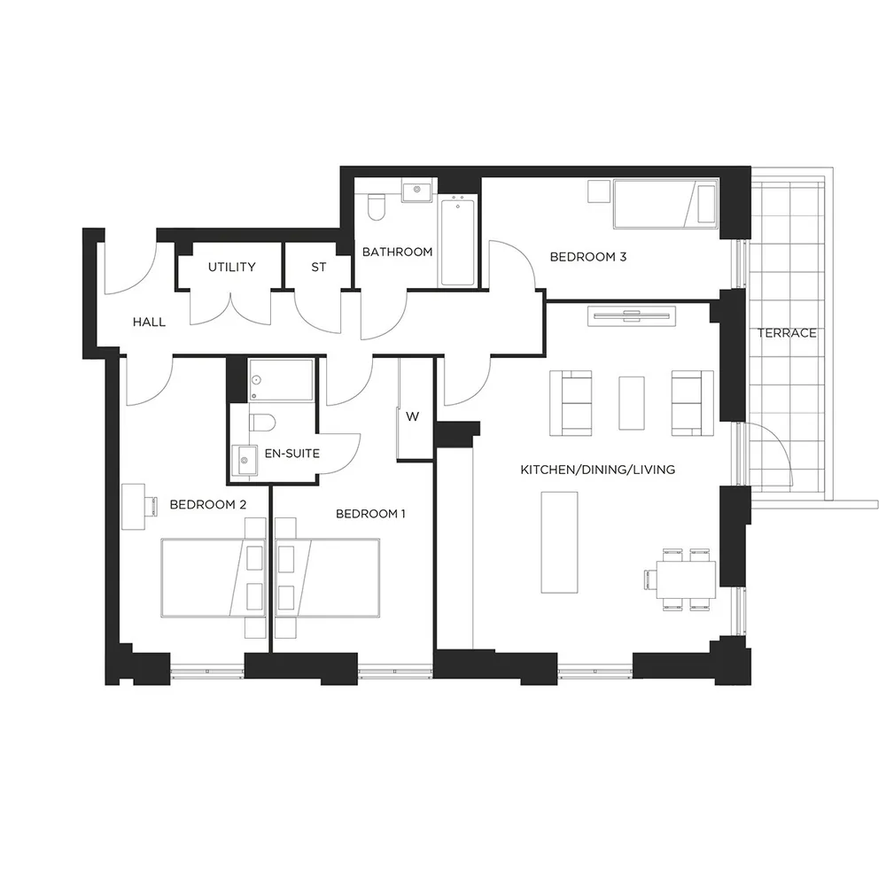 Floorplan for Plot W4.01.06 Colindale Gardens, London, NW9