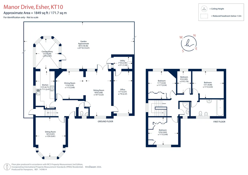 Floorplan for Manor Drive, Esher, KT10