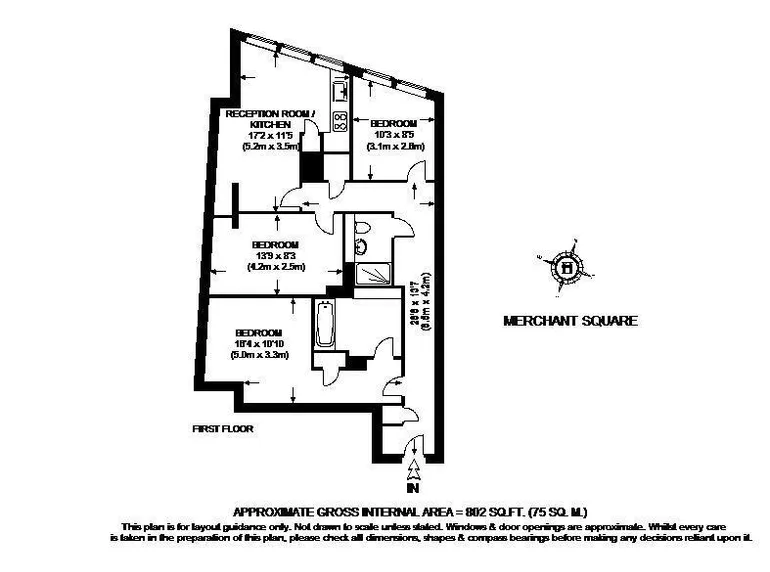 Floorplan 1 for Merchant Square East Paddington W2
