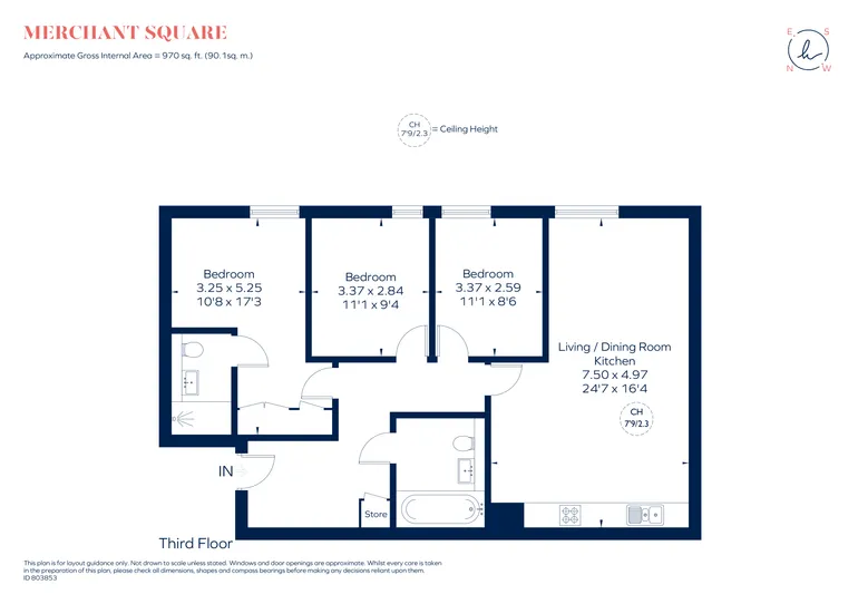 Floorplan 1 for Merchant Square East Paddington W2