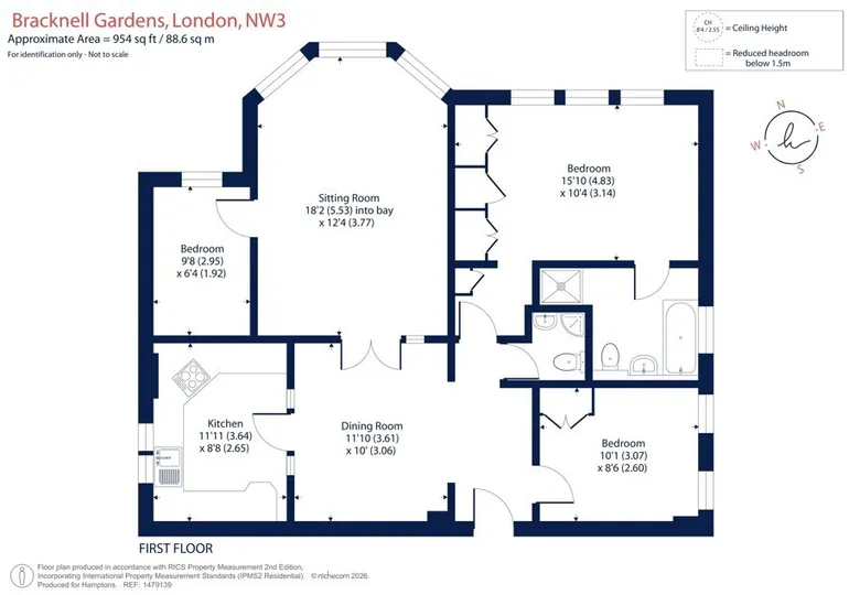Floorplan 1 for Bracknell Gardens London NW3