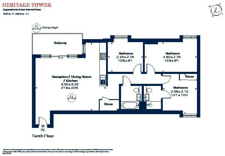 Floorplan 1 for Heritage Tower, E14