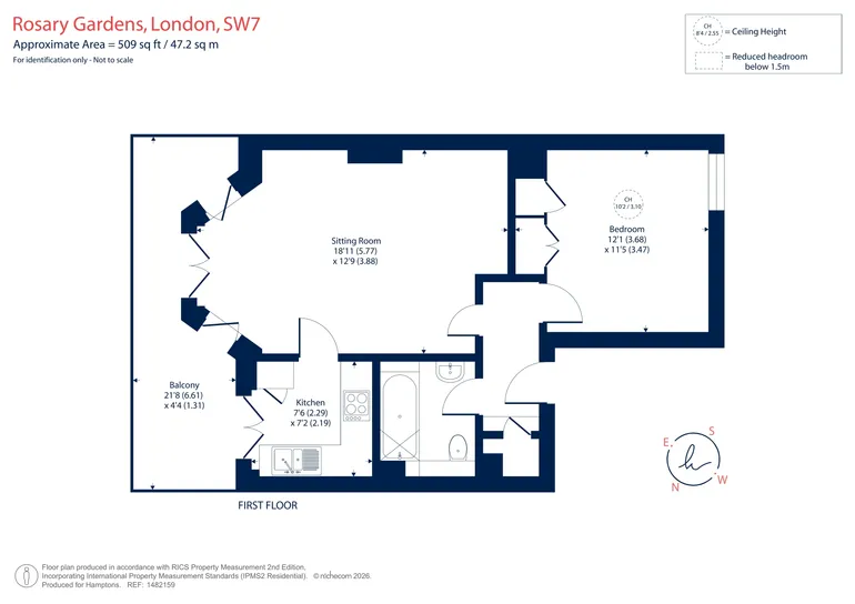 Floorplan 1 for Rosary Gardens, London, SW7