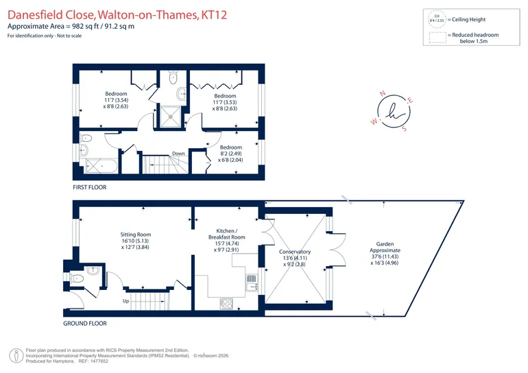 Floorplan 1 for Danesfield Close, Walton-On-Thames, KT12