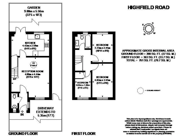 Floorplan 1 for Highfield Road, Feltham, TW13