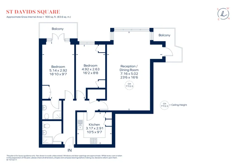 Floorplan 1 for St. Davids Square, E14