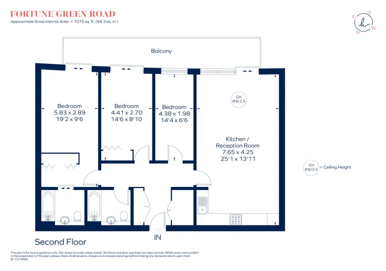 Floorplan 1 for Fortune Green Road, London, NW6