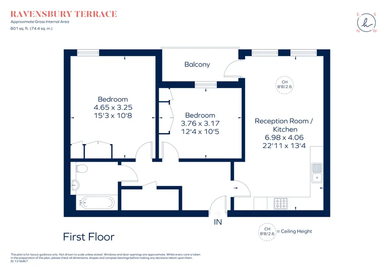 Floorplan 1 for Ravensbury Terrace, London, SW18
