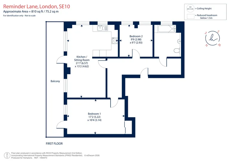 Floorplan 1 for Reminder Lane Greenwich SE10