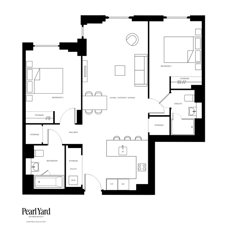 Floorplan 1 for Pearl Yard, Biscuit Walk Bermondsey SE16