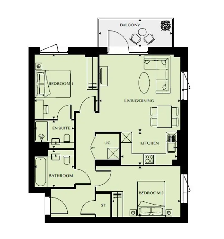 Floorplan 1 for Plot 94 Barton Apartment Harrow View, Harrow, HA1