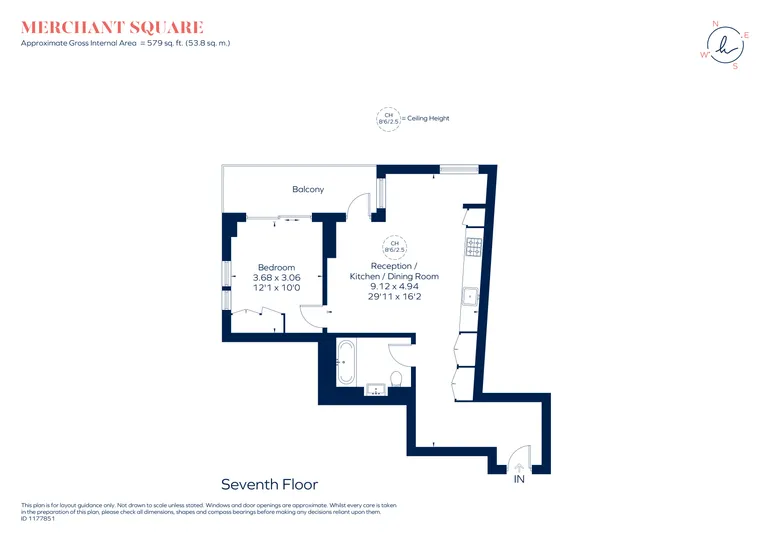 Floorplan 1 for 3 Merchant Square Paddington W2