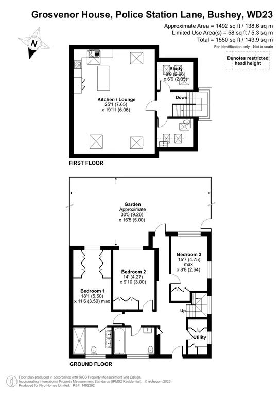 Floorplan 1 for Plot 1 Grosvenor House Police Station Lane, Bushey, WD23
