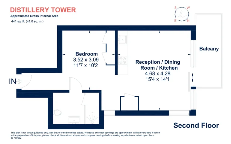 Floorplan 1 for Distillery Tower, Deptford, SE8