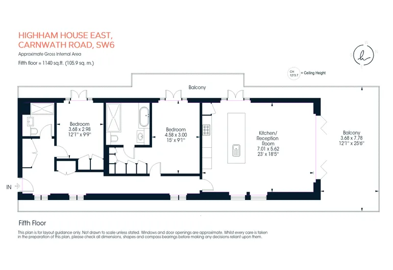 Floorplan 1 for Penthouse Carnwath Road London SW6