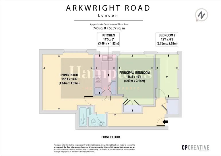 Floorplan 1 for Arkwright Road, London, NW3