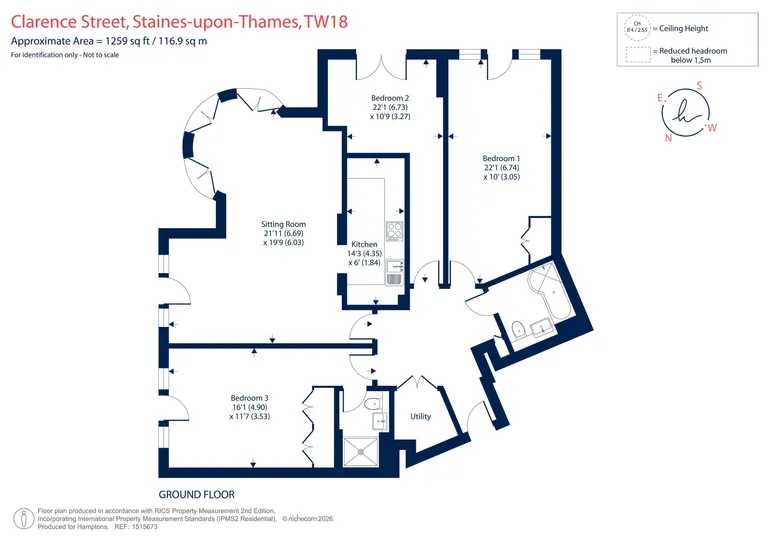 Floorplan 1 for Clarence Street, Staines-Upon-Thames, TW18