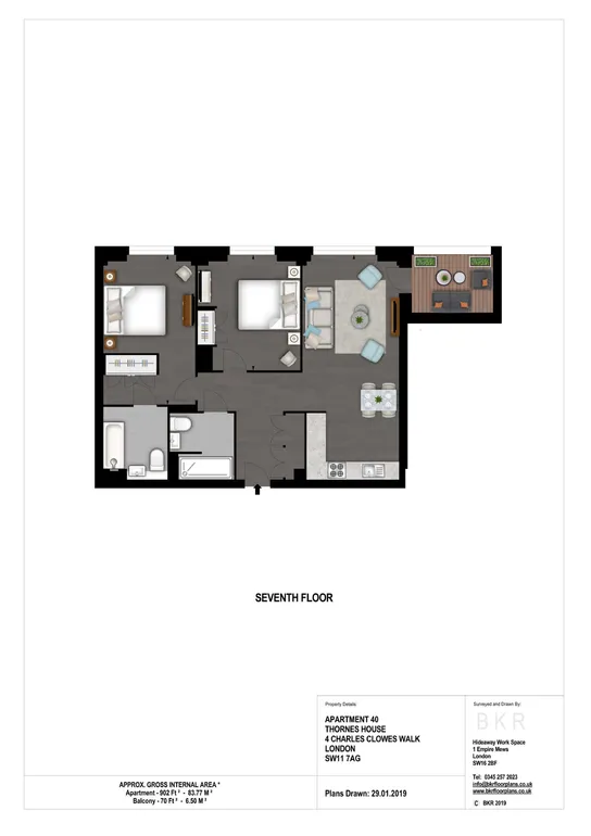 Floorplan 1 for Thornes House, Nine Elms, London SW11 7AG