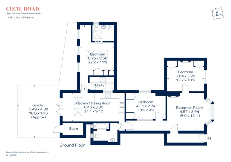Floorplan 1 for Cecil Road, London, SW19