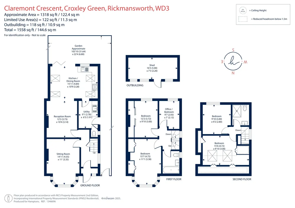 Floorplan for Claremont Crescent, Croxley Green, WD3