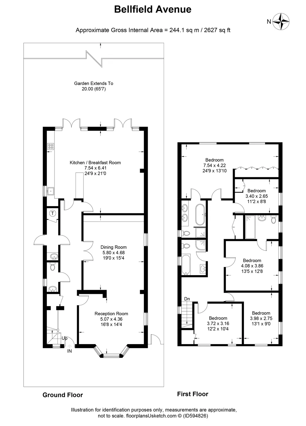 Floorplan for Bellfield Avenue, Harrow Weald, HA3