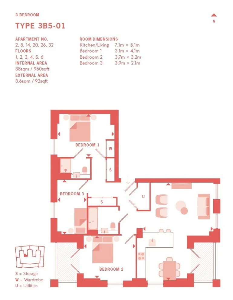 Floorplan 1 for Plot 8 The Pages High Road, Wembley, HA9