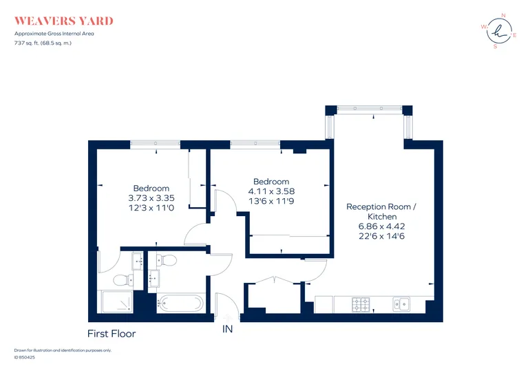 Floorplan 1 for 8 Purl House, 11 Market Street Newbury RG14