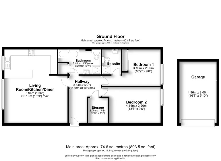 Floorplan 1 for Hickling Way, Harpenden, AL5