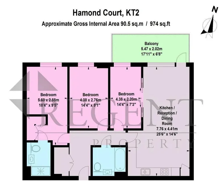 Floorplan 1 for Queenshurst Square Kingston upon Thames KT2