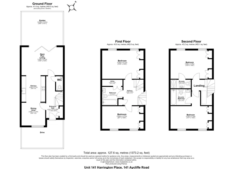 Floorplan 1 for Plot 8 Harrington Place Aycliffe Road, Borehamwood, WD6