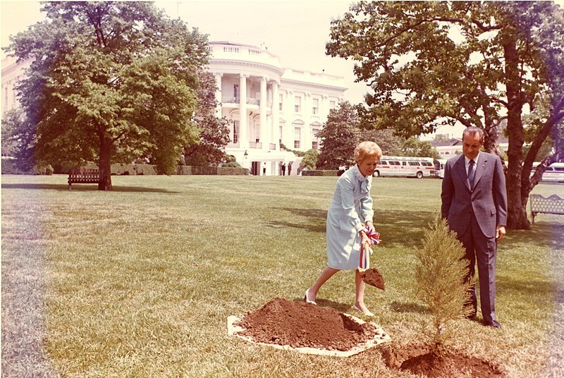 Earth Day - Nixons Plant Tree at White House, 1971