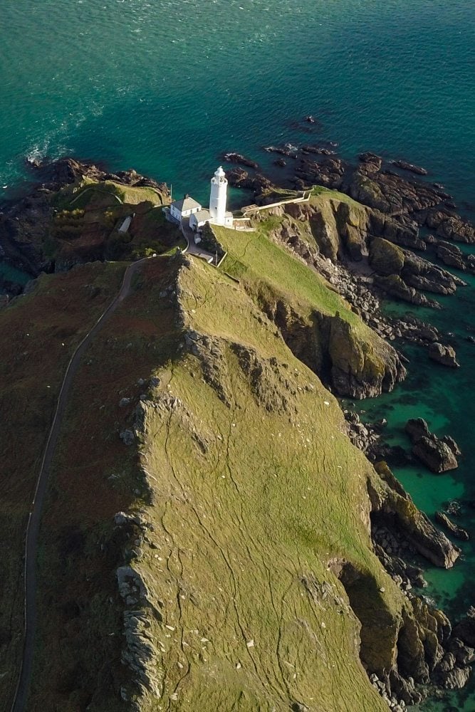 aerial shot of lighthouse