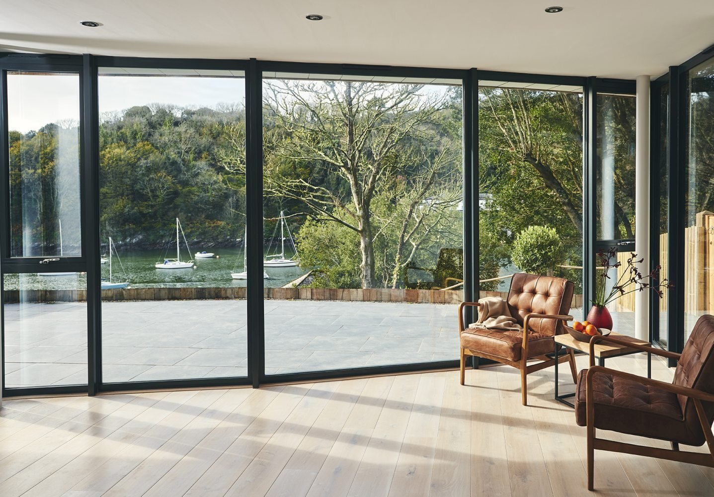 view of outside through glass windows