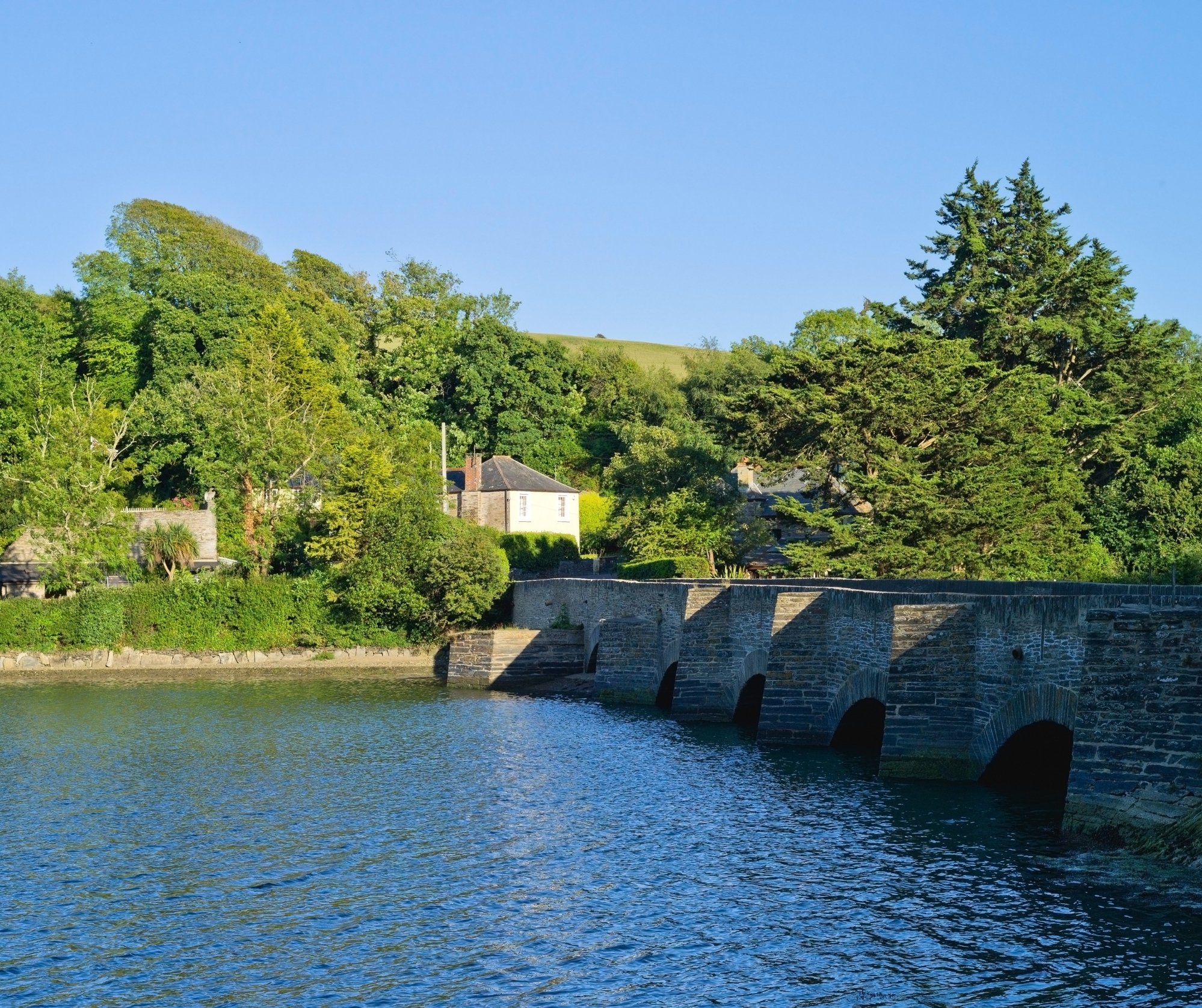Bowcombe Bridge, Kingsbridge Salcombe estuary, fishing spot in spring 