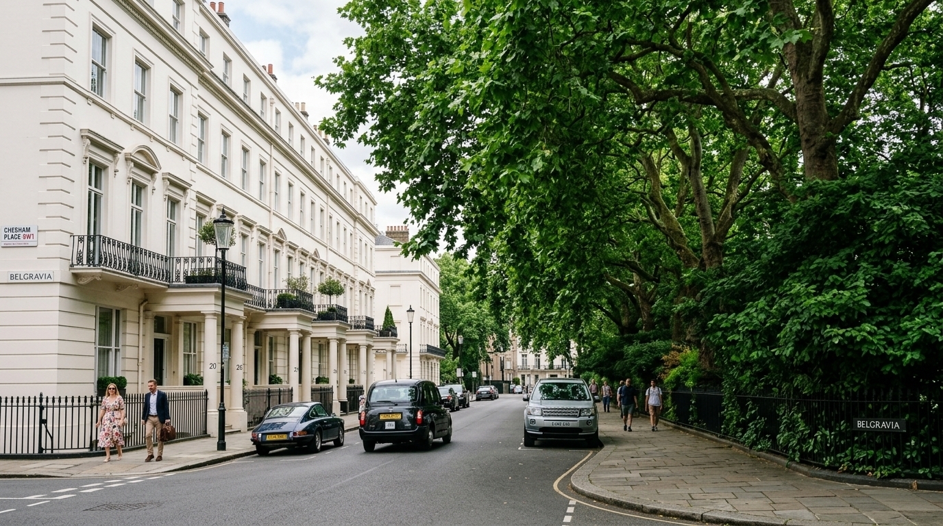 AI generated image of a typical street in Belgravia
