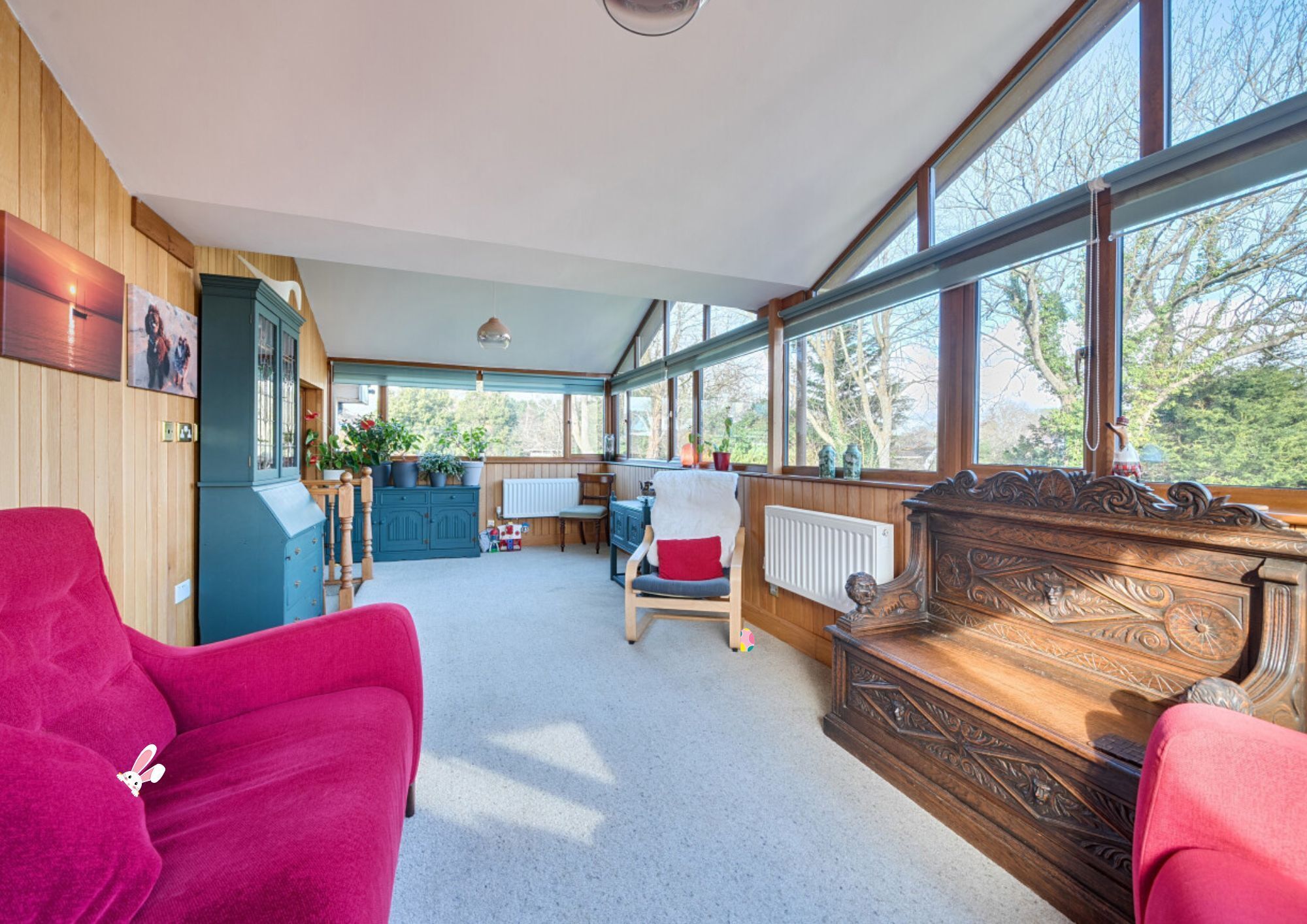 Enclosed conservatory with views out to garden