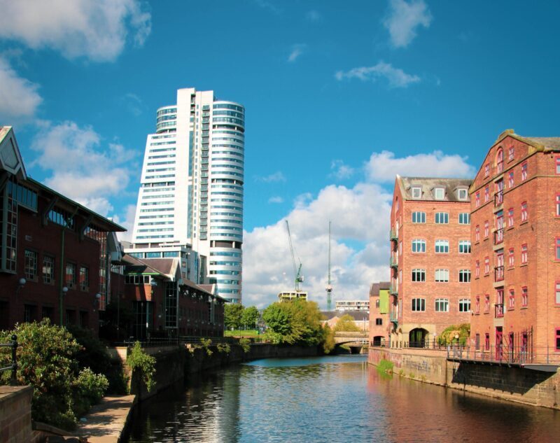 Bridgewater place viewed from the River Aire