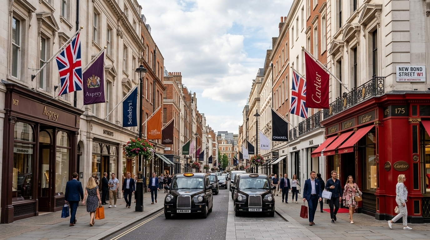 AI generated image of a typical street in Mayfair