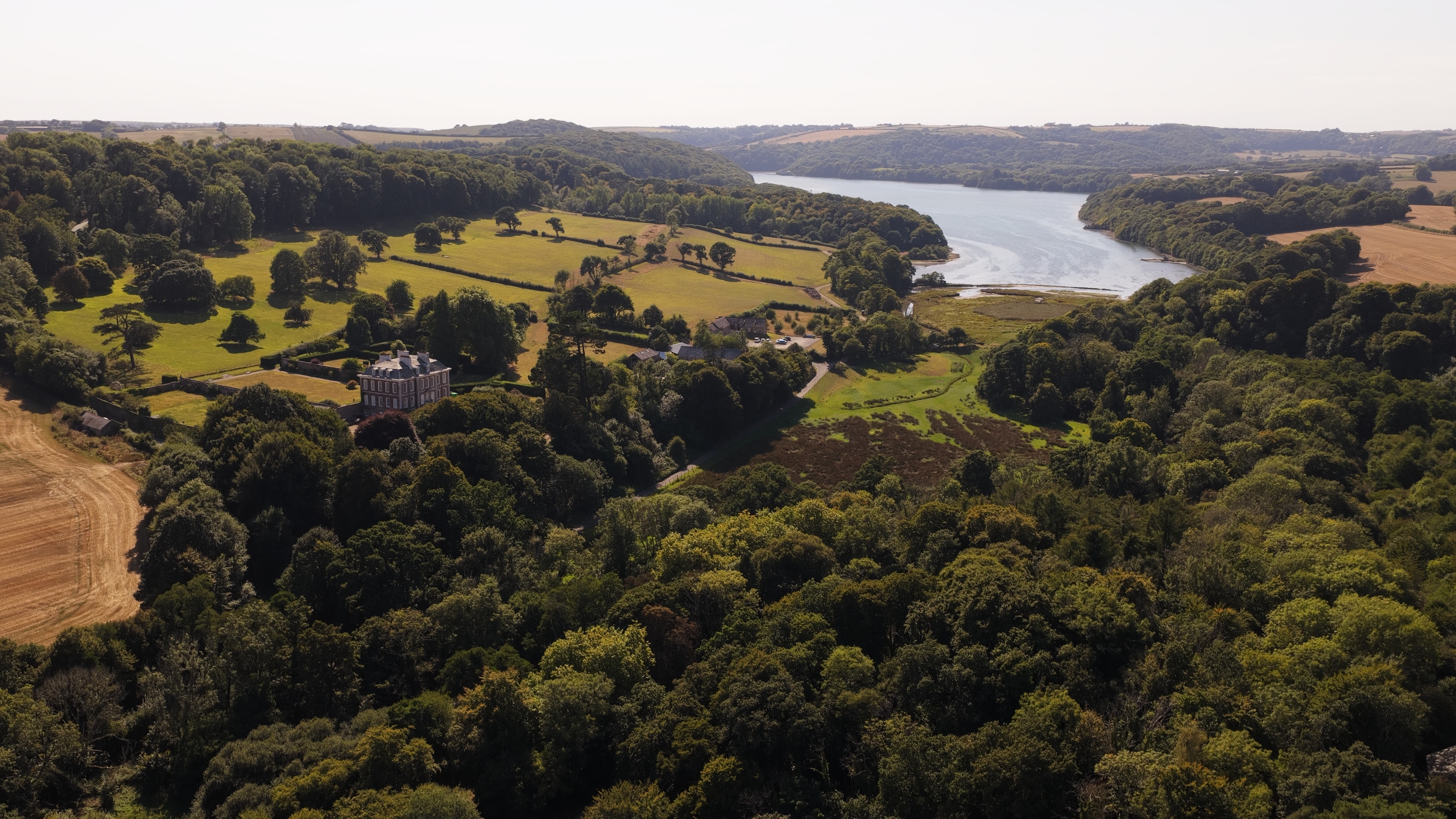 aerial shot of the River Yealm and it's surrounding countryside